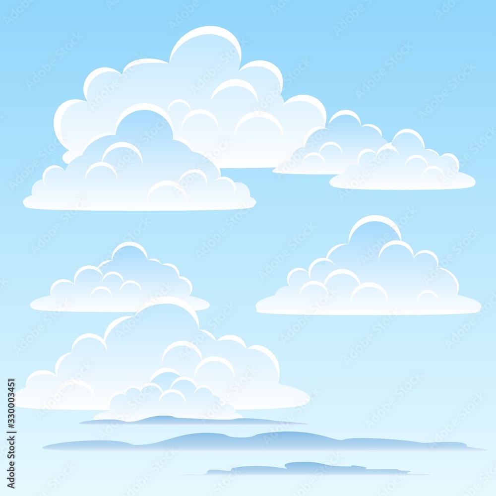 White cumulus clouds on a blue sky. Eps file. Vector illustration. White cumulus clouds on a blue sky. Eps file. Vector illustration.