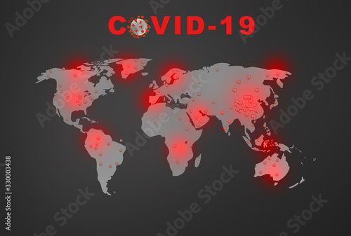 corona virus COVID-19 microscopic virus corona virus disease 3d illustration world map