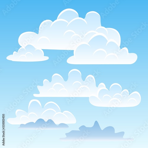 White cumulus clouds on a blue sky. Eps file. Vector illustration.