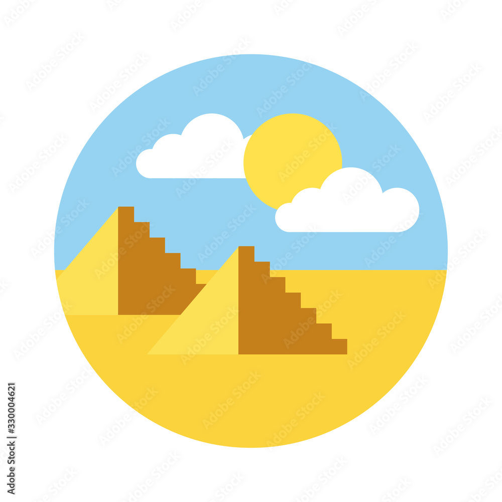 desert with pyramids scene flat style icon