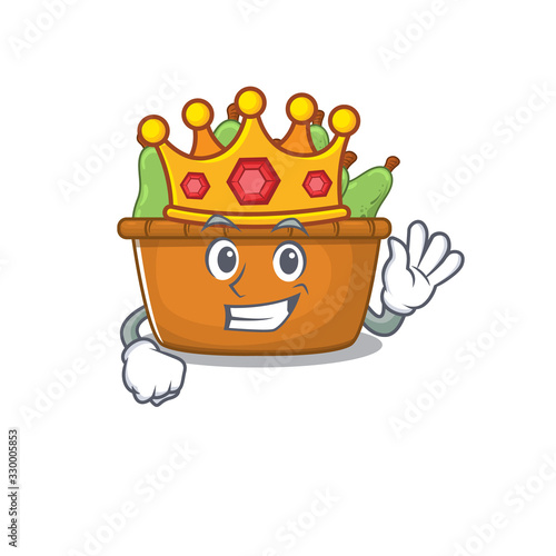 The Royal King of pear fruit box cartoon character design with crown
