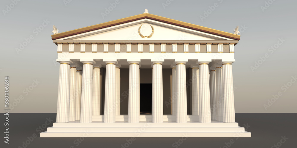 Obraz premium Parthenon, ancient greek temple, visualization, 3D illustration