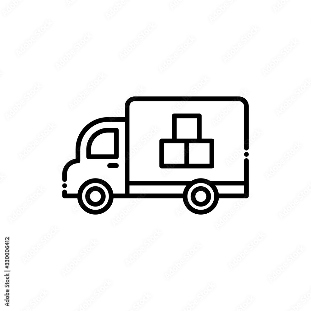 Delivery Van  Vector Icon Line style Illustrations.