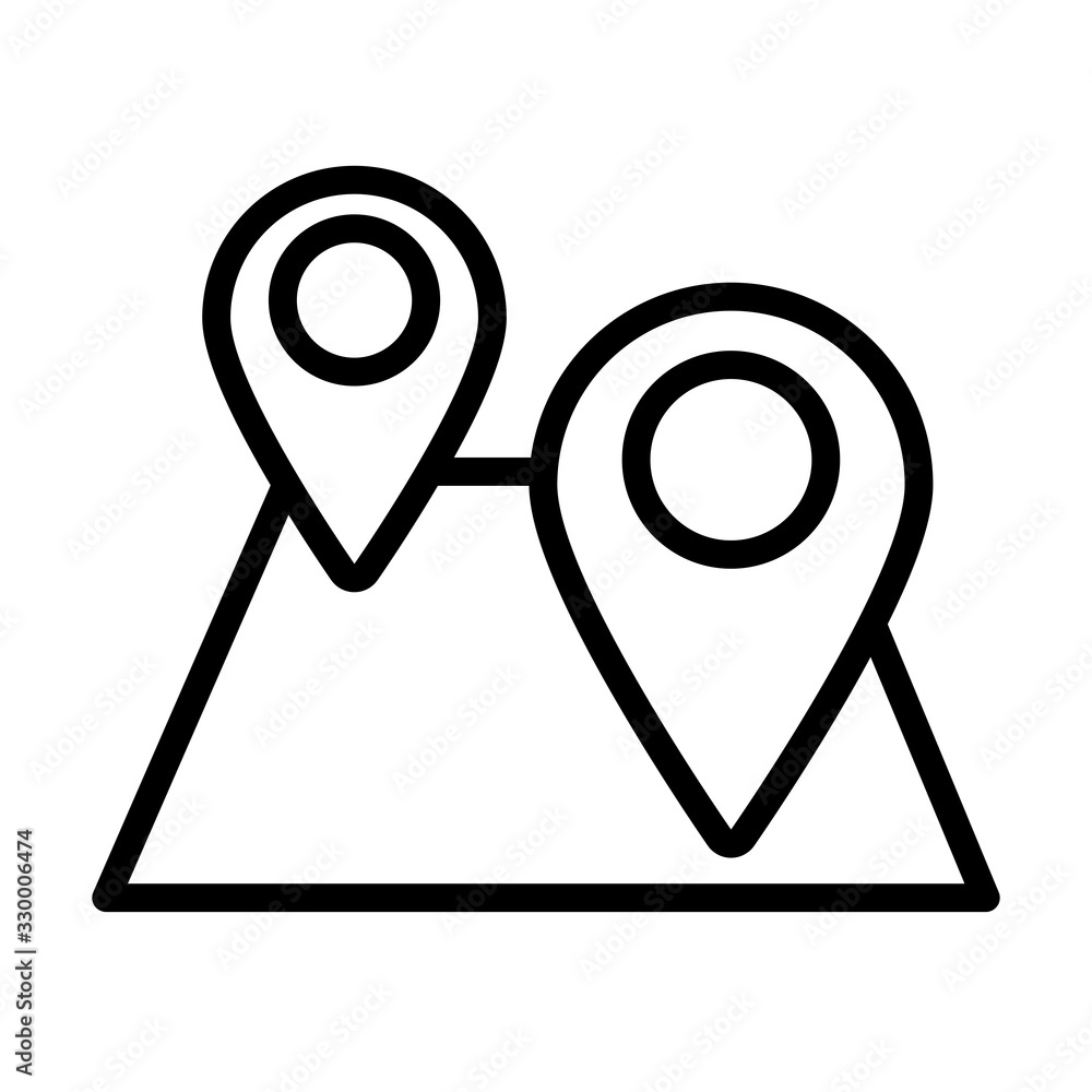 paper map guide with pins location line style icon paper map guide with pins location line style icon