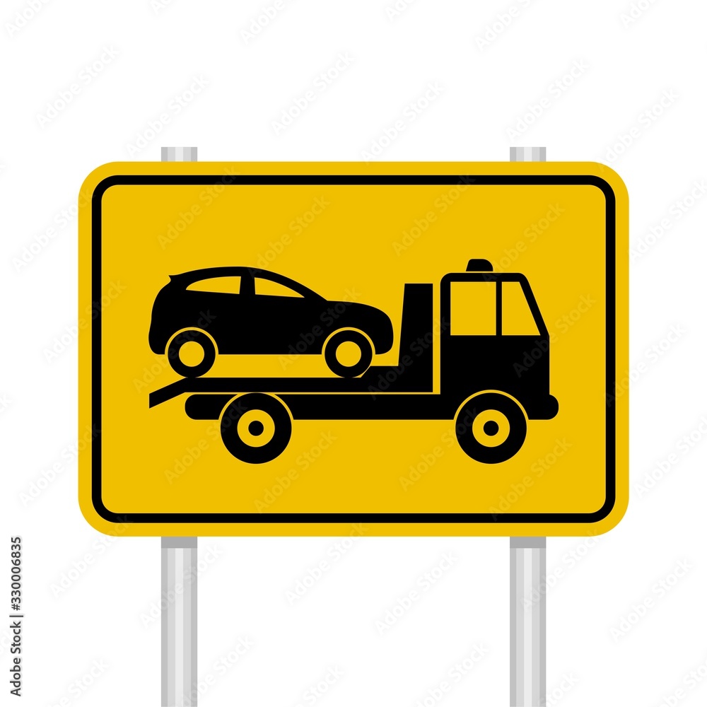 Fototapeta premium Trendy flat towed car icon isolated on white background
