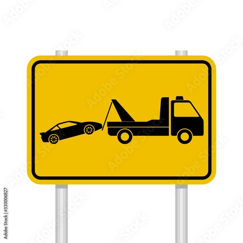 Trendy flat towed car icon isolated on white background