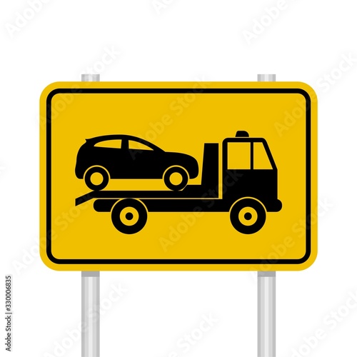 Trendy flat towed car icon isolated on white background