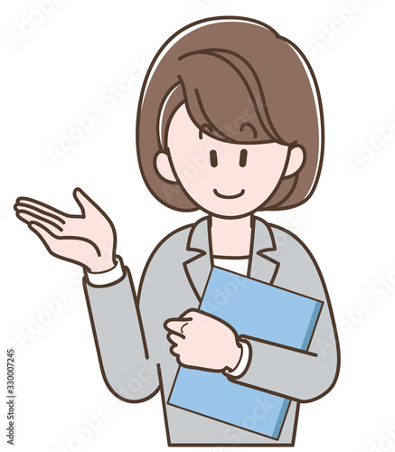 ファイルを持つスーツの女性