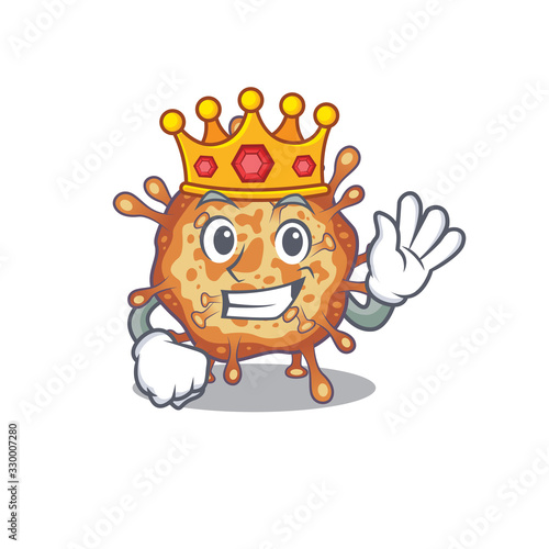 The Royal King of retro virus corona cartoon character design with crown © kongvector