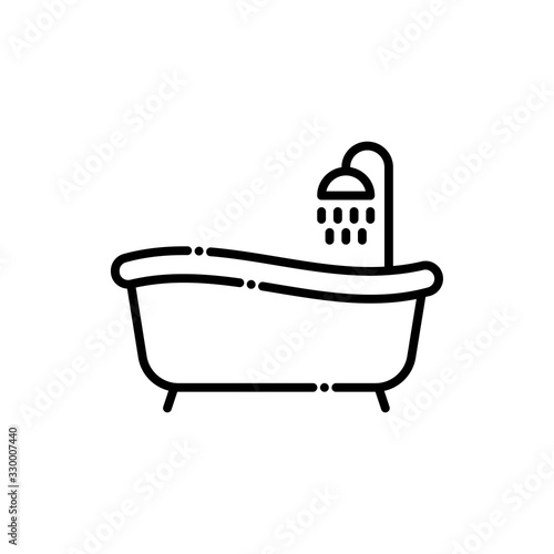 Bathtub  Vector Icon Line style Illustrations.