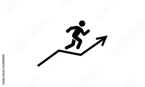 Person growth icon profit success growth incline personal black