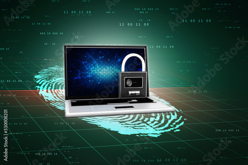 Wallpaper Mural 3d illustration Safety concept: Closed Padlock with laptop on digital background Torontodigital.ca