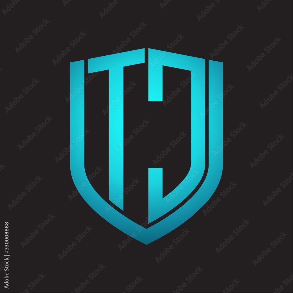 TC Logo monogram with emblem shield design isolated with blue colors on black background TC Logo monogram with emblem shield design isolated with blue colors on black background