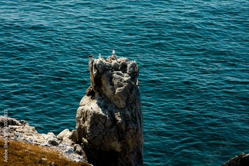 Rock on a background of turquoise sea water