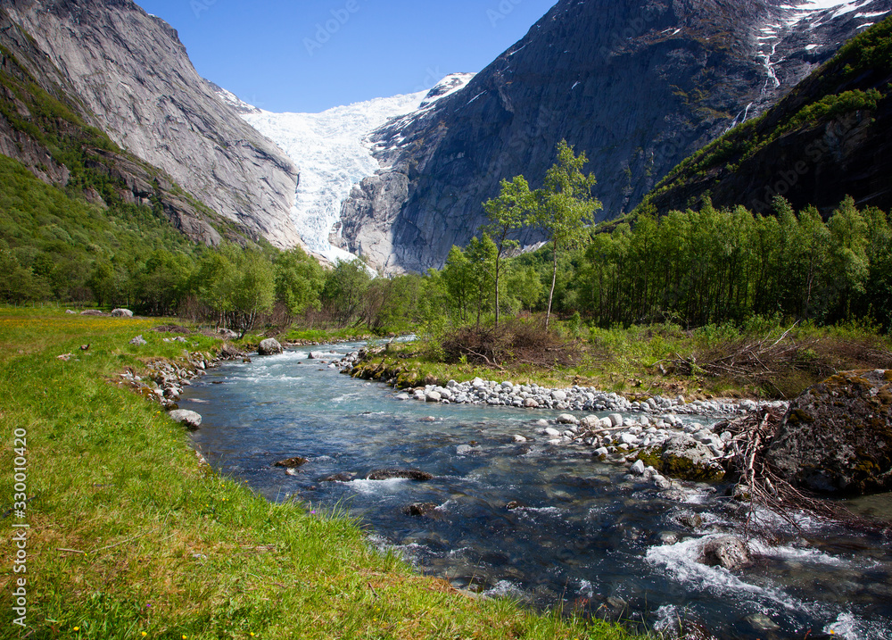 Brixdalsbreen - Norway's most popular glacier in summer Brixdalsbreen - Norway's most popular glacier in summer