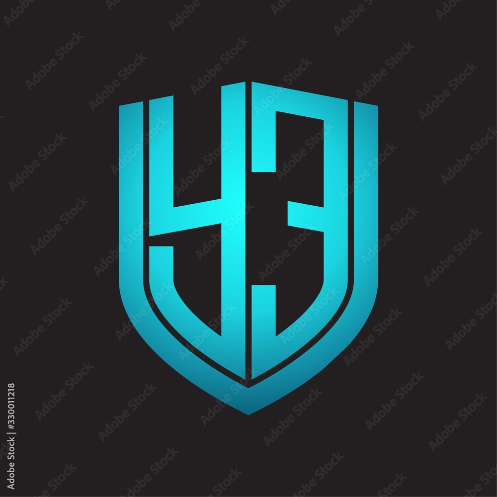 Obraz premium YE Logo monogram with emblem shield design isolated with blue colors on black background