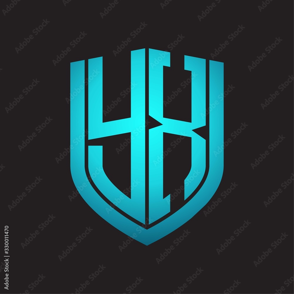 YX Logo monogram with emblem shield design isolated with blue colors on black background YX Logo monogram with emblem shield design isolated with blue colors on black background