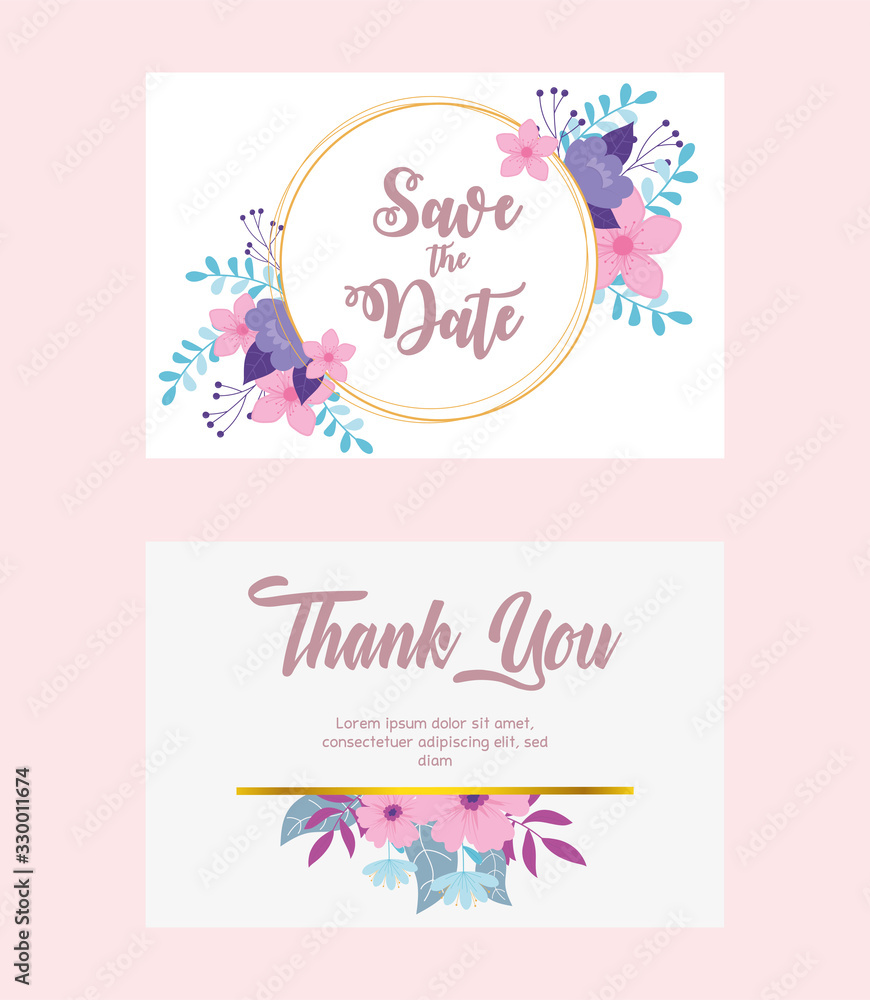 flowers wedding, save the date and thanks you flower banner