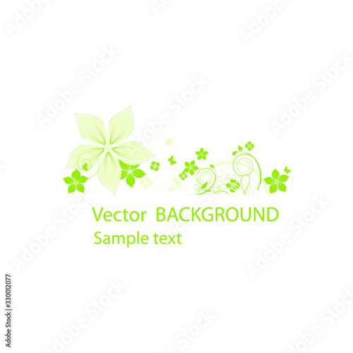 abstract green background with leaves and flowers