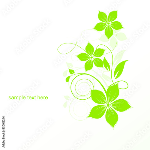 abstract green background with leaves and flowers