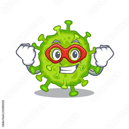 A picture of virus corona cell in a Super hero cartoon character