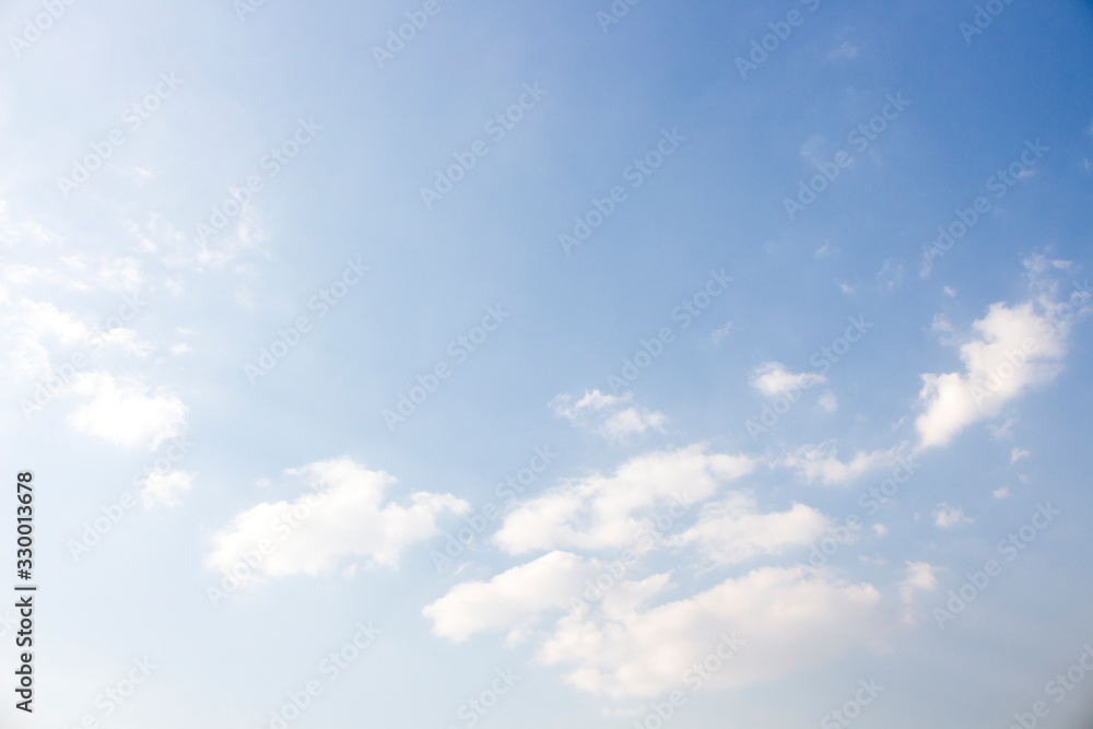 Bright blue sky with white clouds for background or wallpapers