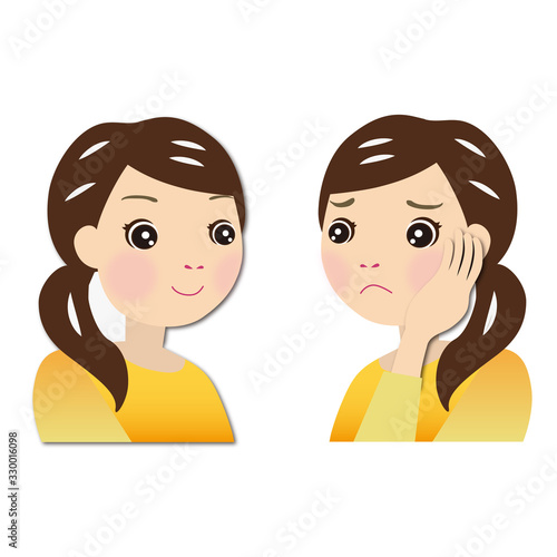満足げな・困っている女性