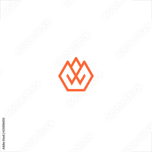 abstract flower logo geometric design W letter