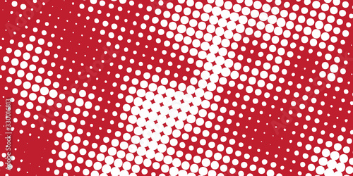 Fototapeta White and red pop art retro comic background with halftone dots design