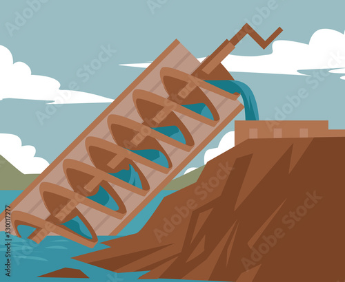 archimedes screw irrigation water system invention