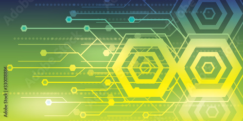 Abstract technology digital hi tech hexagons concept background. Space for your text