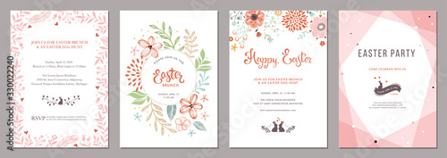 Trendy floral Easter templates. Good for poster, card, invitation, flyer, cover, banner, placard, brochure and other graphic design. 
