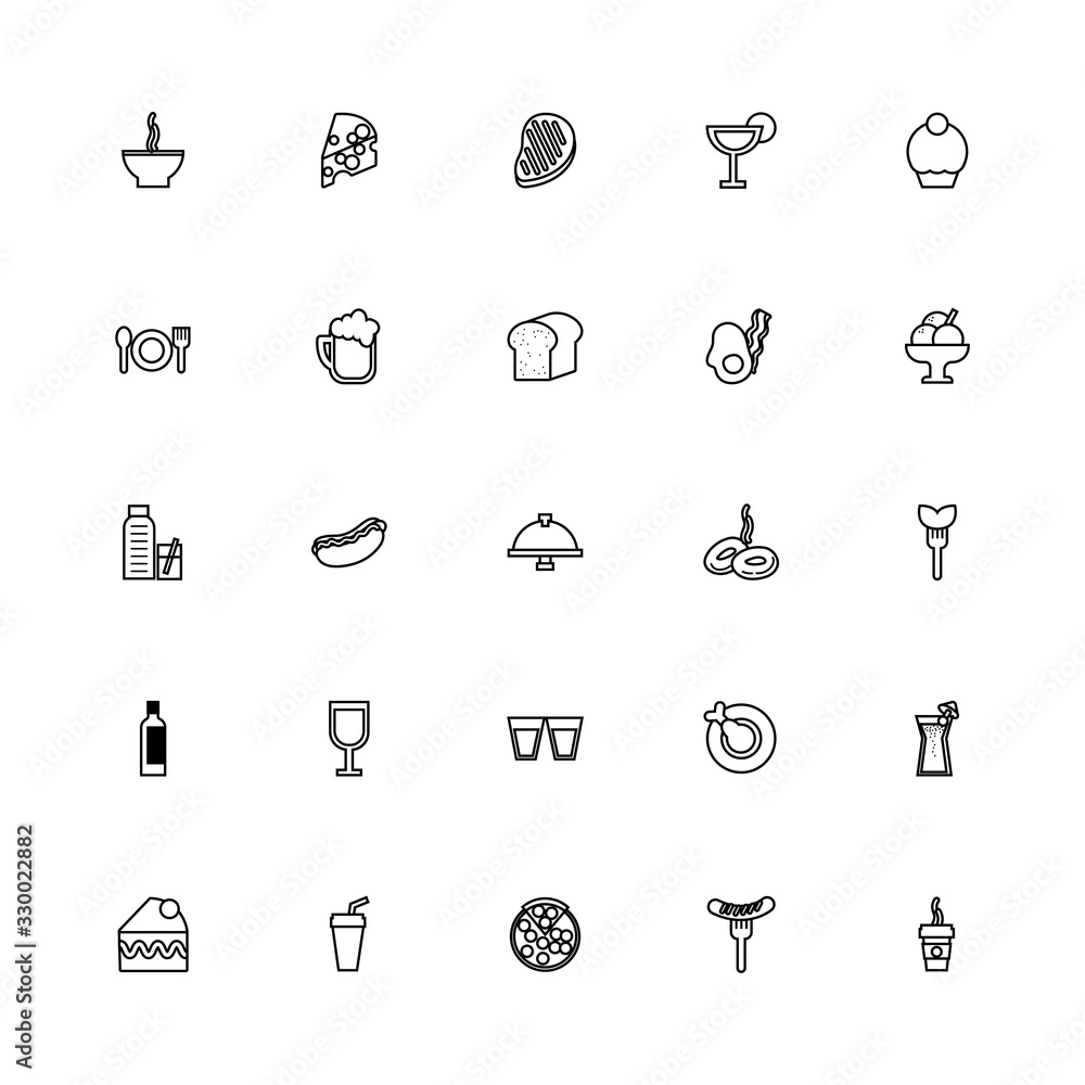 bundle of restaurant set line icons bundle of restaurant set line icons