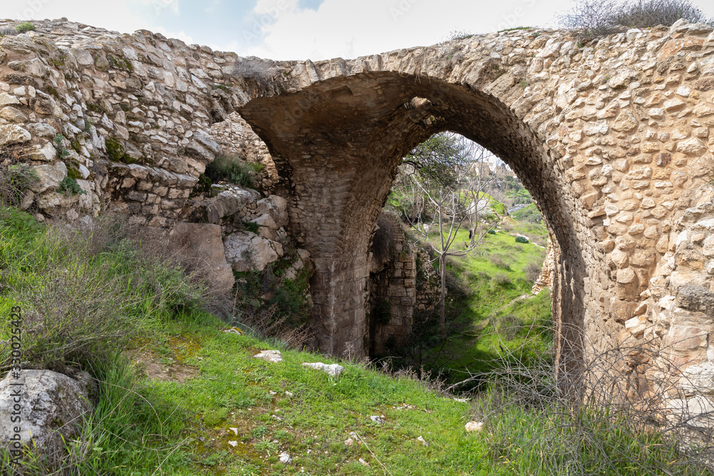 The ruins of an old Christian monastery are in the Gey Ben Hinnom Park - called in the Holy Books as the Blazing Inferno in Jerusalem city in Israel