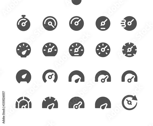 Speedometer UI Pixel Perfect Well-crafted Vector Solid Icons 48x48 Ready for 24x24 Grid for Web Graphics and Apps. Simple Minimal Pictogram
