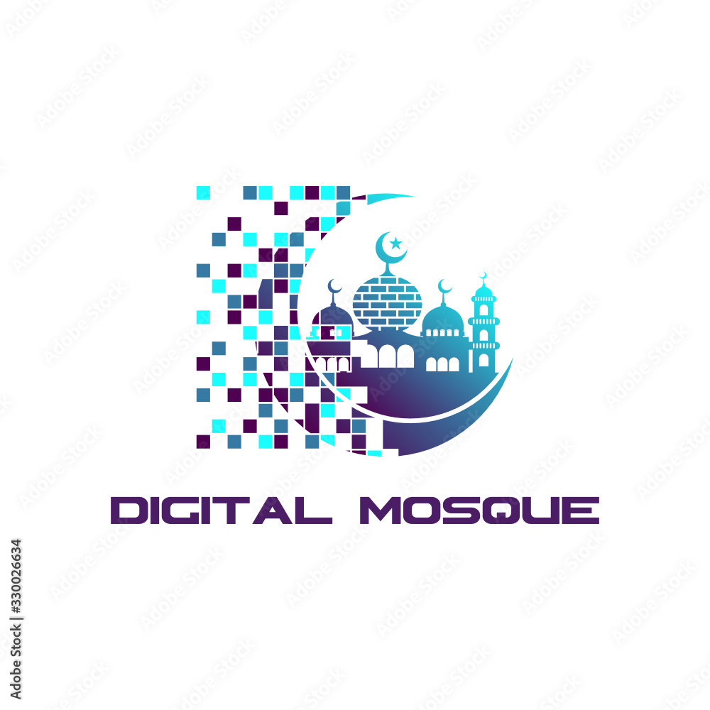 mosque icon design. Pixel logo vector