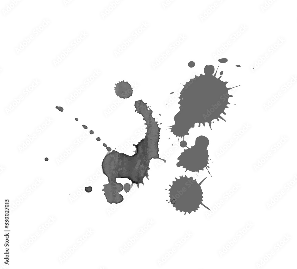 Obraz premium Abstract black ink splash with drops