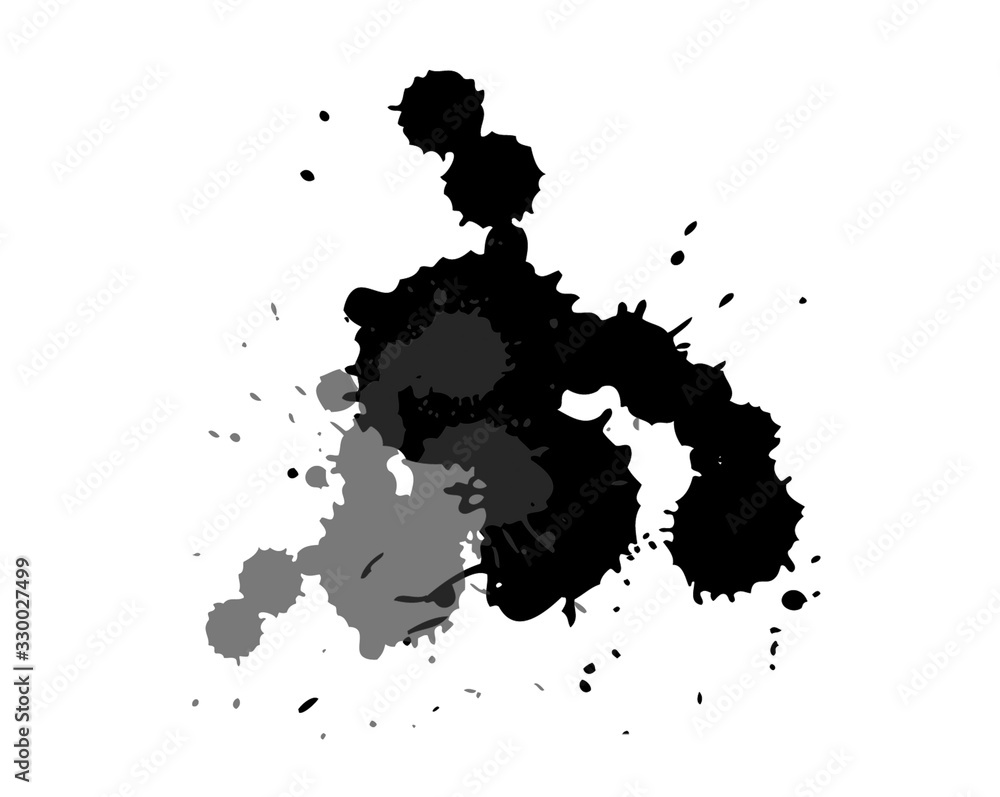 Abstract black ink splash with drops