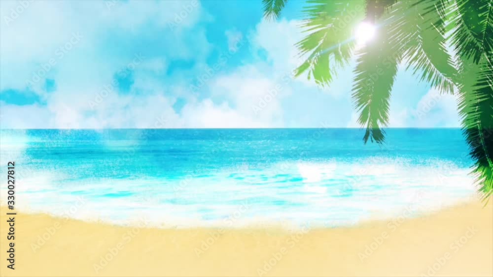 海　ビーチ　パーティクル　光　CG背景　ループ　真夏