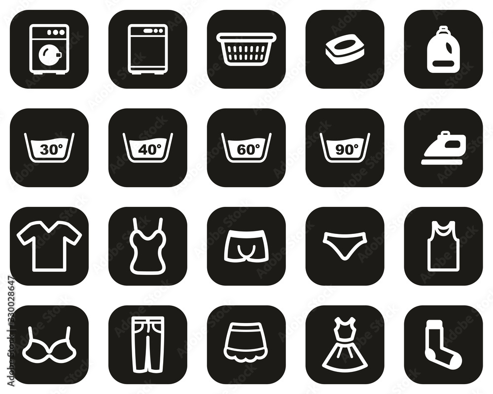 Laundry Or Washing Clothes Icons White On White Flat Design Set Big Laundry Or Washing Clothes Icons White On White Flat Design Set Big