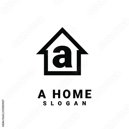 house with letter a logo initial design