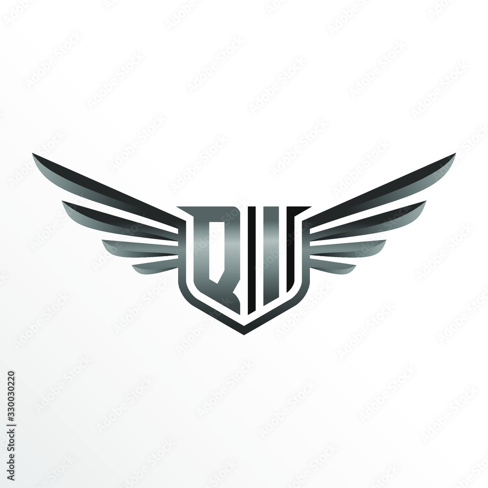 Initial Letter QI with Wings Initial Letter QI with Wings