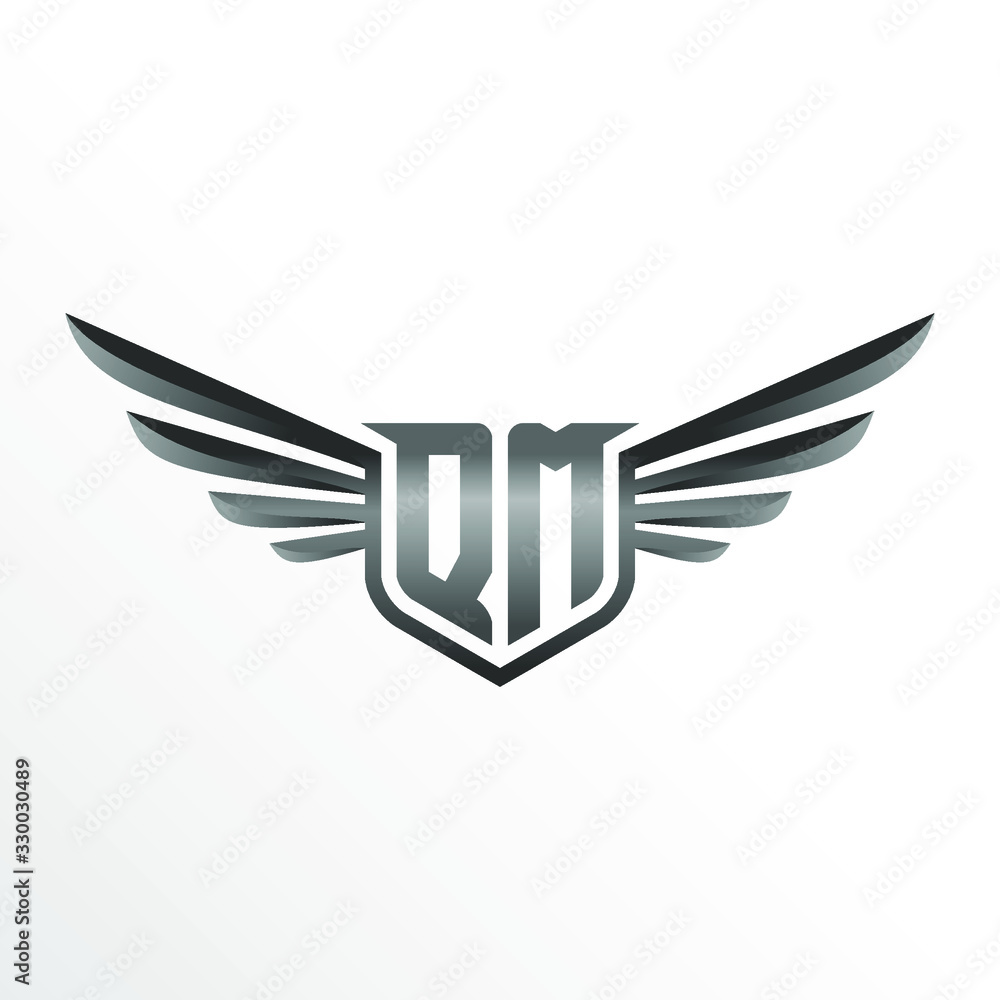 Initial Letter QM with Wings Initial Letter QM with Wings