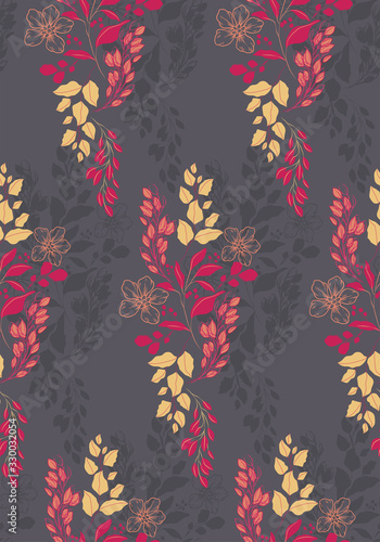Madras Floral Flourish Wallpaper, Decorative Wallpaper, Fabric, Background, Classic Floral Pattern 
