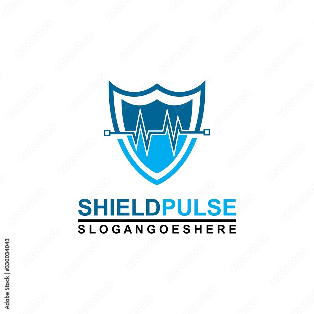 Pulse and Shield Logo Template Design Vector for Business Medical, Emblem, Design concept, Creative Symbol, Icon Pulse and Shield Logo Template Design Vector for Business Medical, Emblem, Design concept, Creative Symbol, Icon