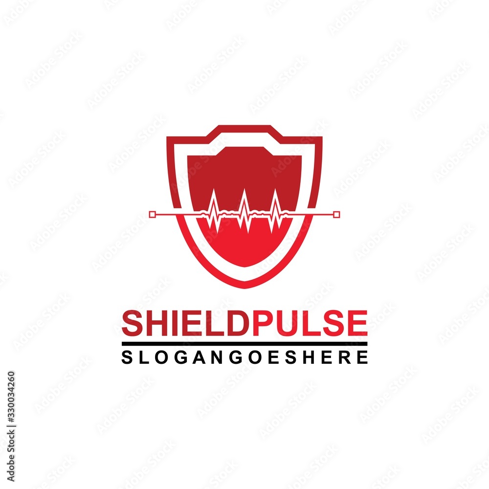Pulse and Shield Logo Template Design Vector for Business Medical, Emblem, Design concept, Creative Symbol, Icon Pulse and Shield Logo Template Design Vector for Business Medical, Emblem, Design concept, Creative Symbol, Icon
