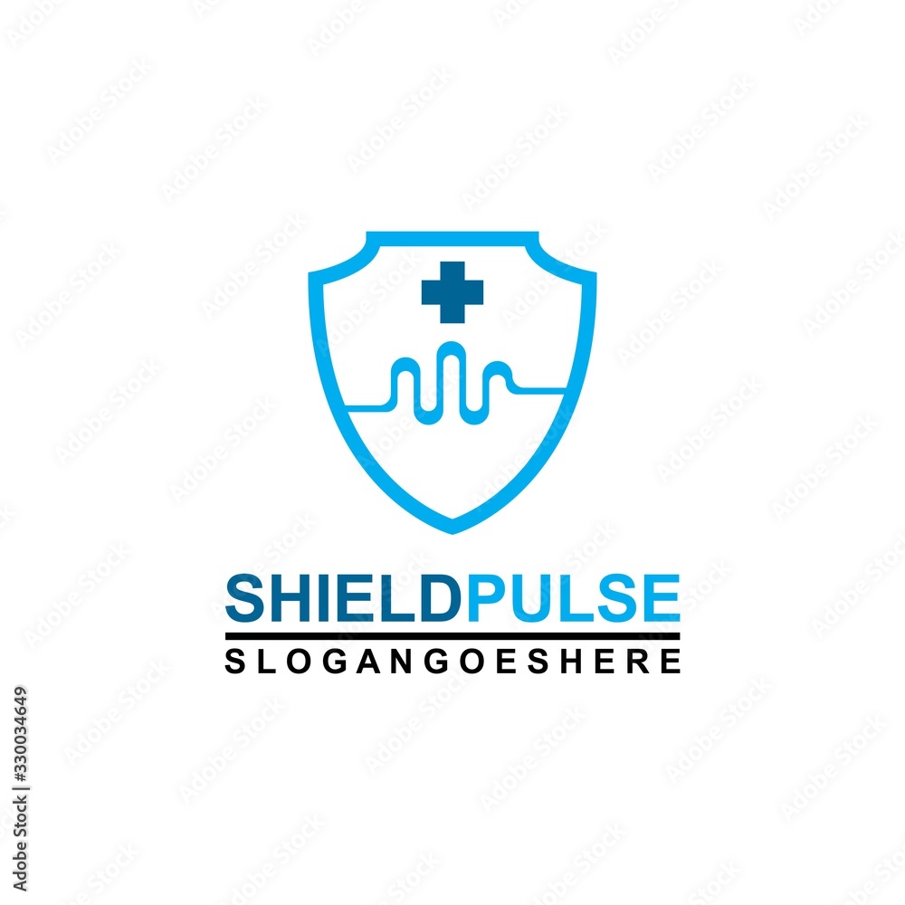 Pulse and Shield Logo Template Design Vector for Business Medical, Emblem, Design concept, Creative Symbol, Icon Pulse and Shield Logo Template Design Vector for Business Medical, Emblem, Design concept, Creative Symbol, Icon