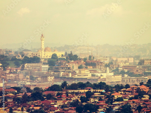    Kampala urban cityscape, view from Makindye Hill - Gaddafi National Mosque