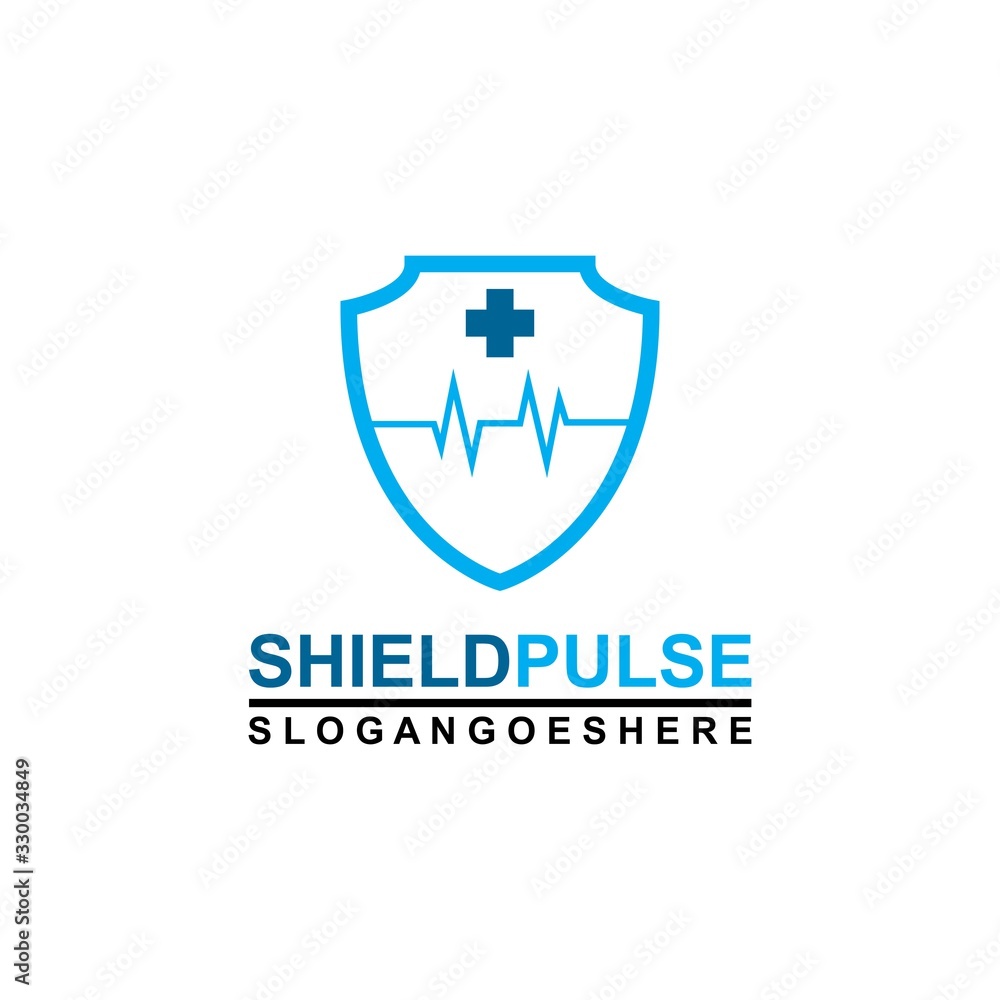 Pulse and Shield Logo Template Design Vector for Business Medical, Emblem, Design concept, Creative Symbol, Icon Pulse and Shield Logo Template Design Vector for Business Medical, Emblem, Design concept, Creative Symbol, Icon