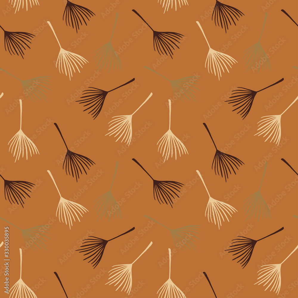 Funky Tropical Vector Seamless Pattern. Drawn Floral Background. Banana Leaves Feather Dandelion Monstera Funky Tropical Vector Seamless Pattern. Drawn Floral Background. Banana Leaves Feather Dandelion Monstera